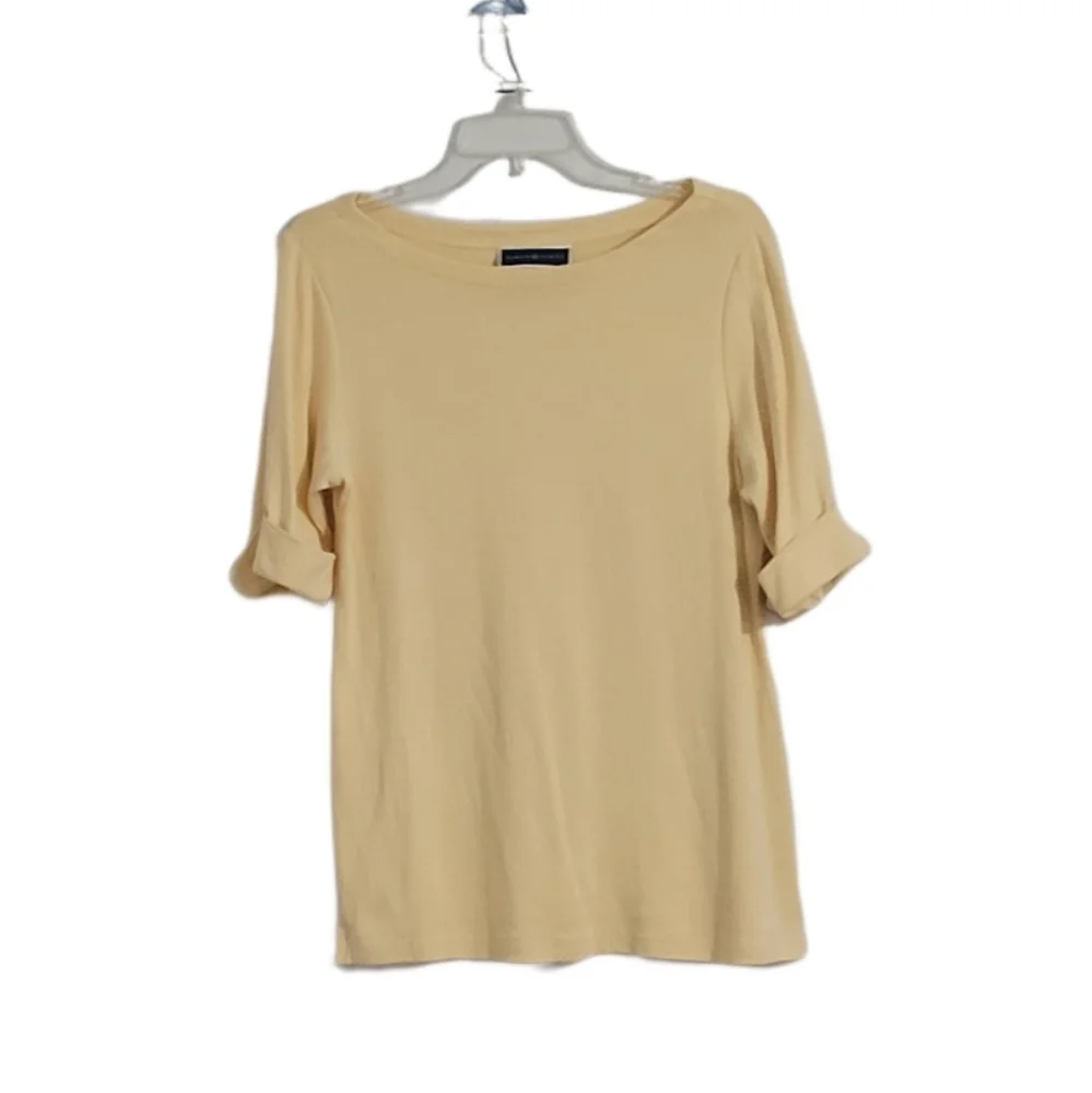 Karen Scott Women's Size Medium Short Sleeve Boat Neck Top Yellow - Picture 1 of 7